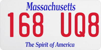 MA license plate 168UQ8