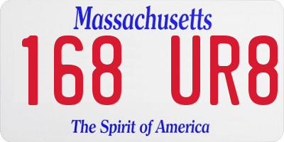 MA license plate 168UR8