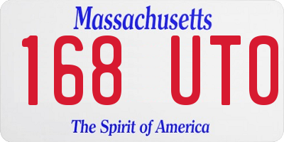 MA license plate 168UT0