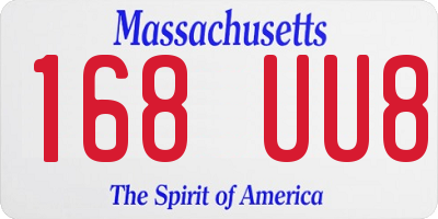 MA license plate 168UU8