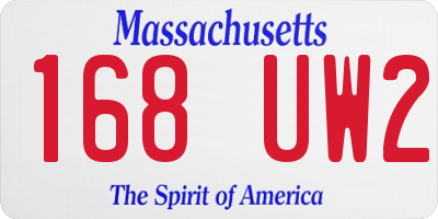 MA license plate 168UW2