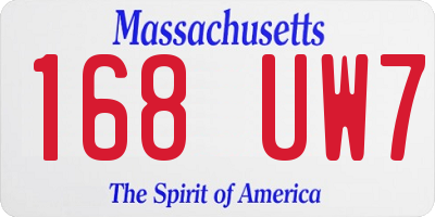 MA license plate 168UW7