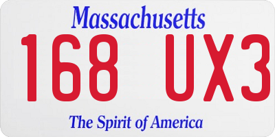 MA license plate 168UX3