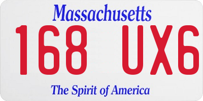 MA license plate 168UX6