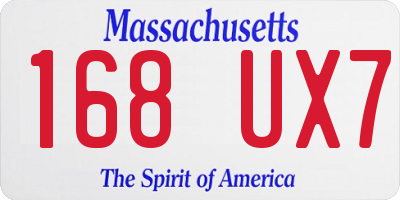 MA license plate 168UX7
