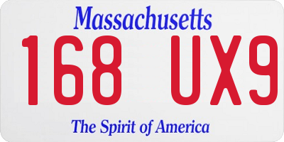 MA license plate 168UX9