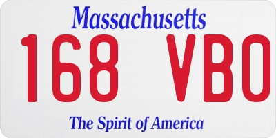 MA license plate 168VB0