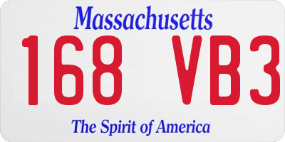 MA license plate 168VB3