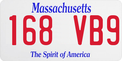 MA license plate 168VB9