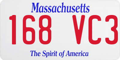 MA license plate 168VC3