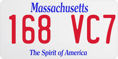MA license plate 168VC7