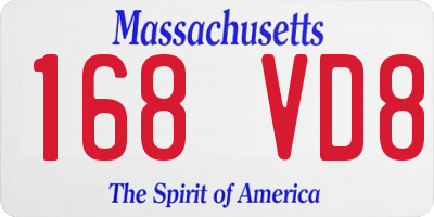 MA license plate 168VD8