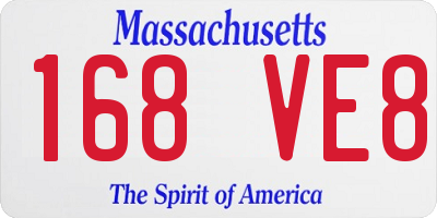 MA license plate 168VE8