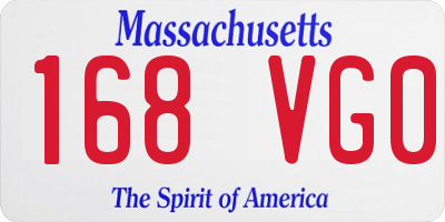 MA license plate 168VG0