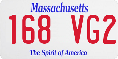 MA license plate 168VG2