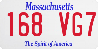 MA license plate 168VG7