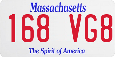 MA license plate 168VG8