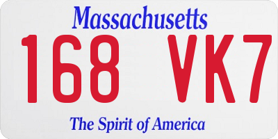 MA license plate 168VK7