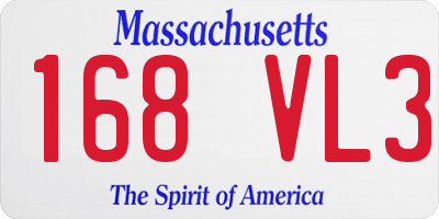 MA license plate 168VL3