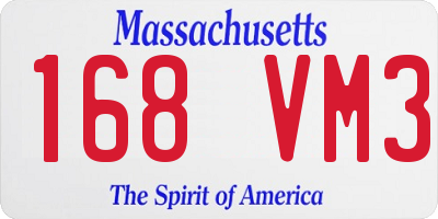 MA license plate 168VM3
