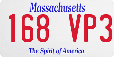 MA license plate 168VP3