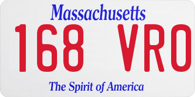 MA license plate 168VR0