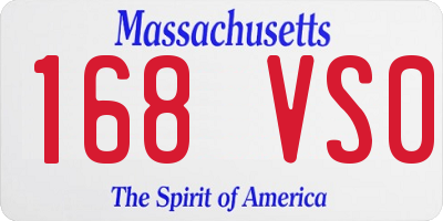 MA license plate 168VS0