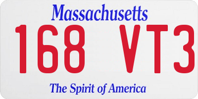 MA license plate 168VT3