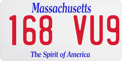 MA license plate 168VU9