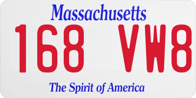 MA license plate 168VW8