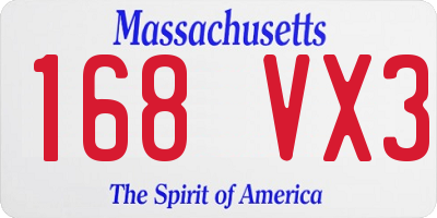 MA license plate 168VX3
