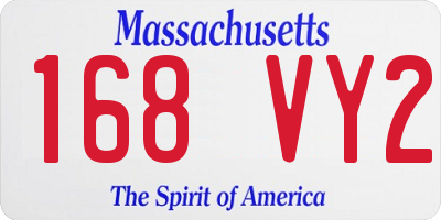 MA license plate 168VY2