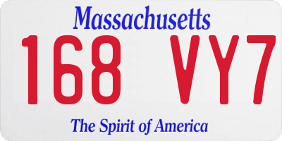 MA license plate 168VY7