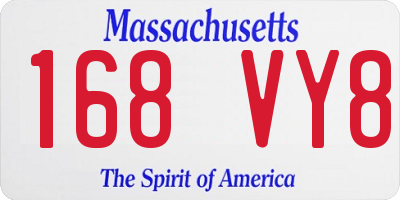MA license plate 168VY8
