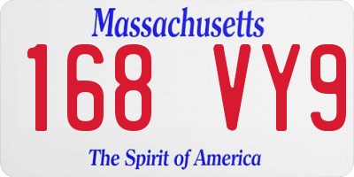 MA license plate 168VY9