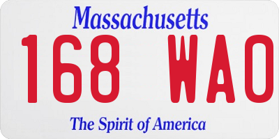 MA license plate 168WA0