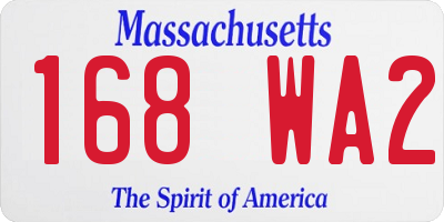 MA license plate 168WA2