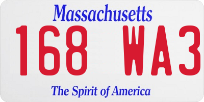 MA license plate 168WA3
