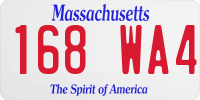 MA license plate 168WA4