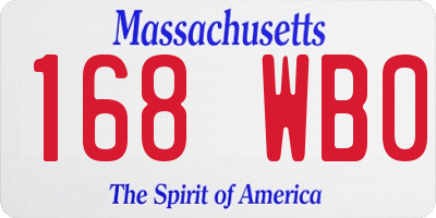 MA license plate 168WB0