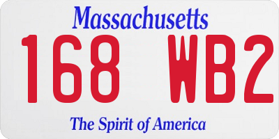 MA license plate 168WB2