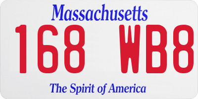 MA license plate 168WB8
