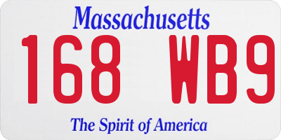 MA license plate 168WB9