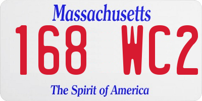 MA license plate 168WC2