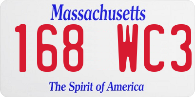 MA license plate 168WC3
