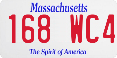 MA license plate 168WC4