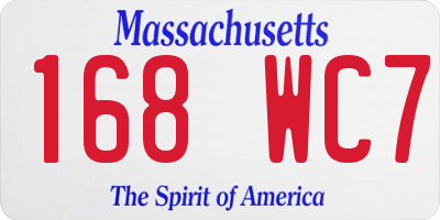 MA license plate 168WC7