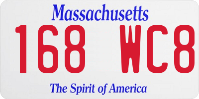 MA license plate 168WC8