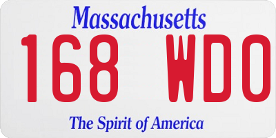 MA license plate 168WD0