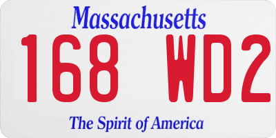 MA license plate 168WD2